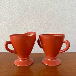 Vintage Hazel Atlas Ovide Platonite Moderntone Tea Sugar and Creamer Set Retro